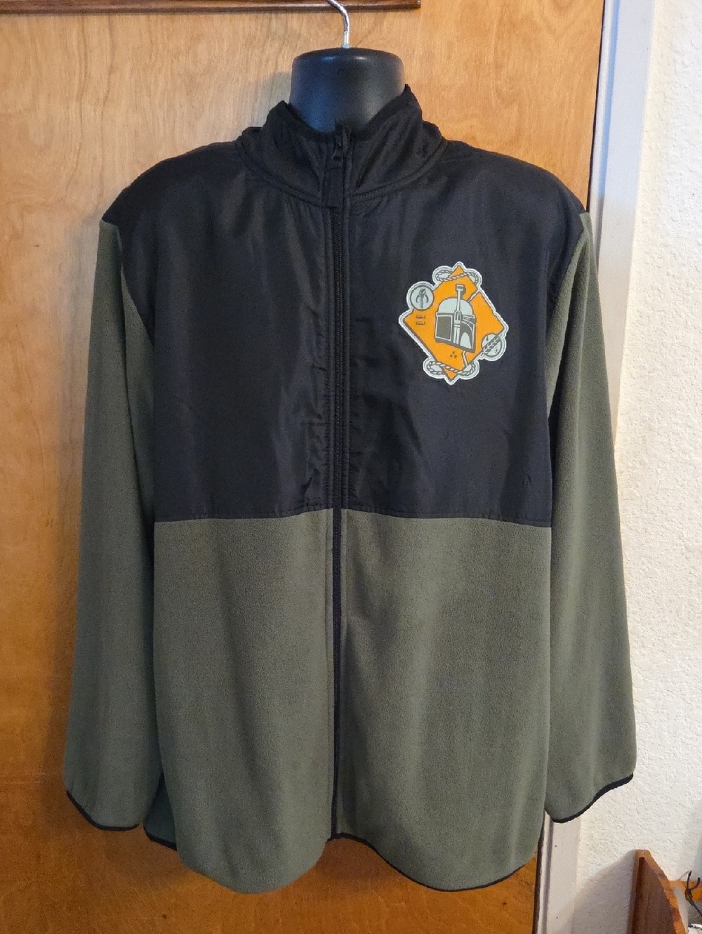 Disney Boba Fett Star Wars Zip Fleece Green Black Jacket Mandalorian Mens Sz XXL